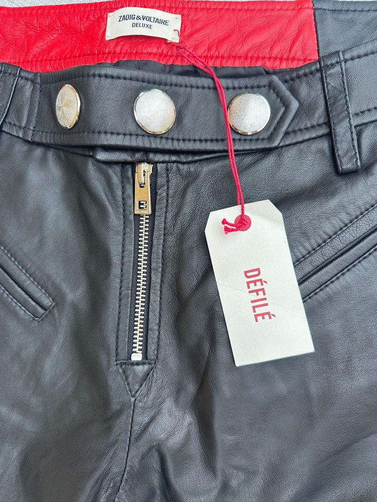 Nouveau pantalon Zadig & Voltaire en cuir noir authentique