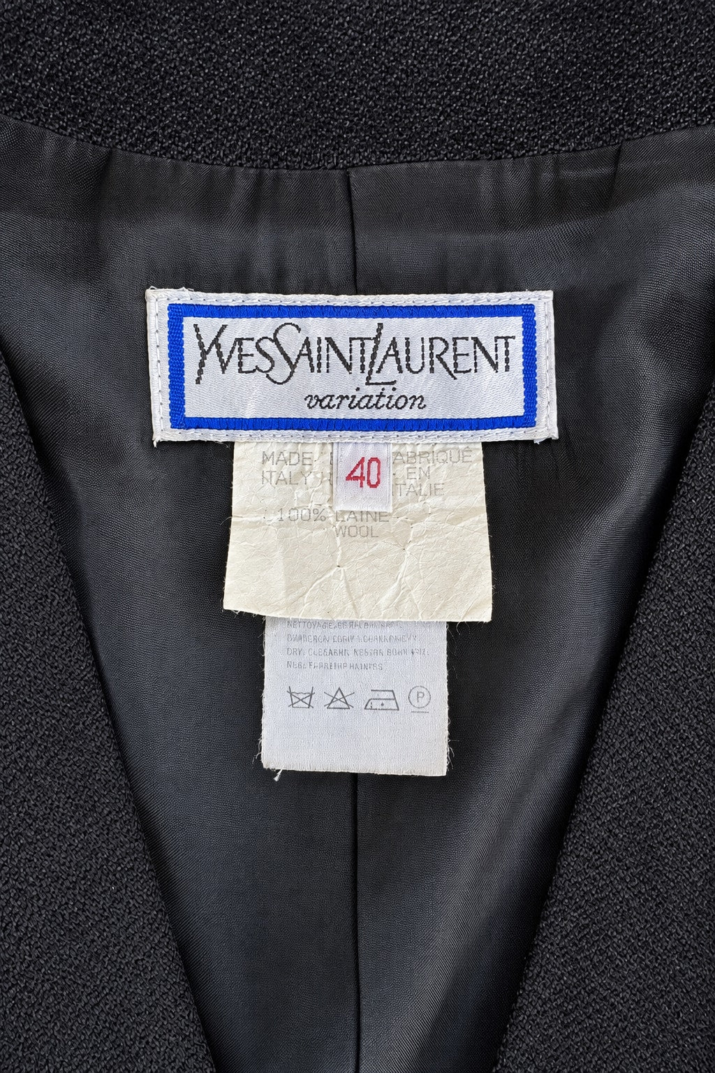 Authentic Vintage Black Wool Tailored Jacket Yves Saint Laurent