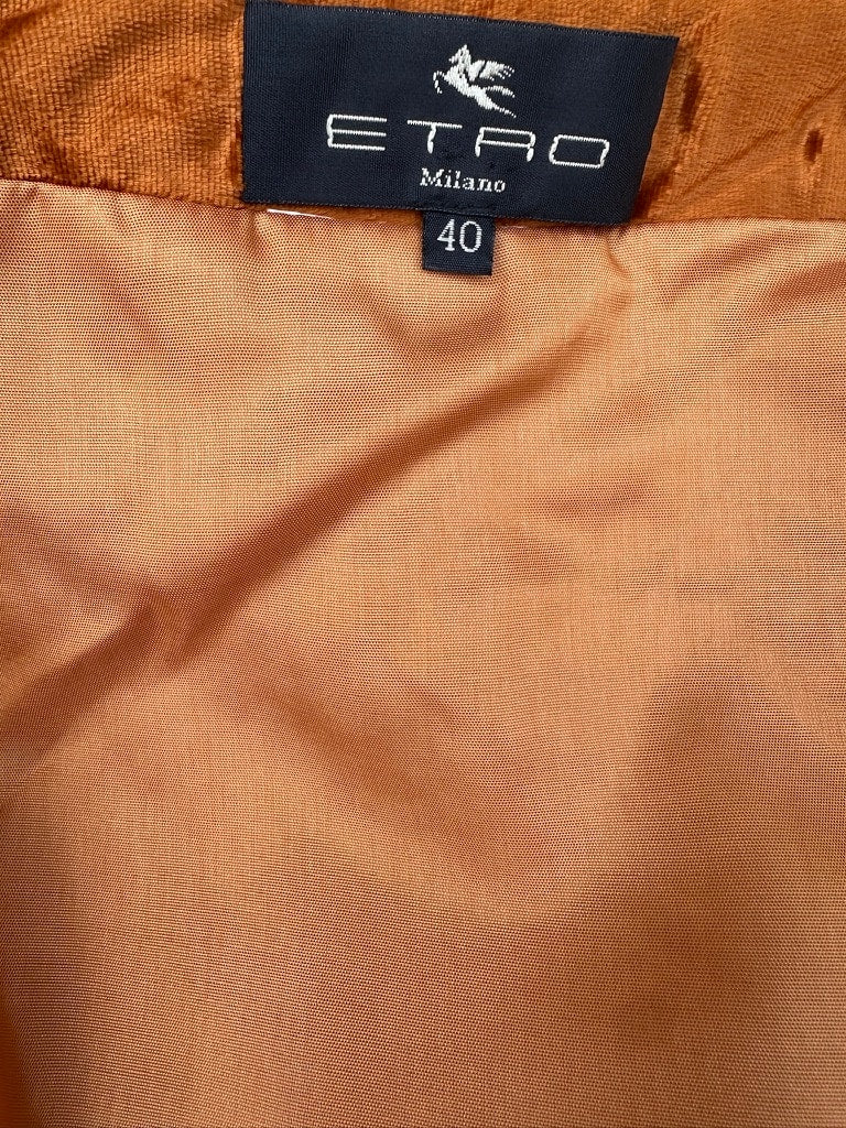 Jupe portefeuille longue Etro vintage authentique en velours de soie ocre