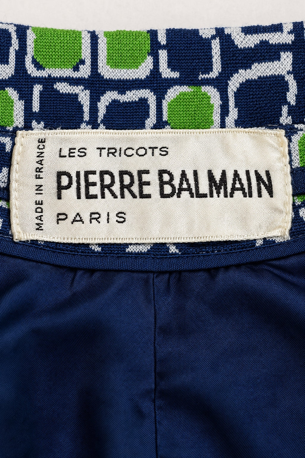 Authentic Vintage Green and Blue Knitted Skirt Set by Pierre Balmain