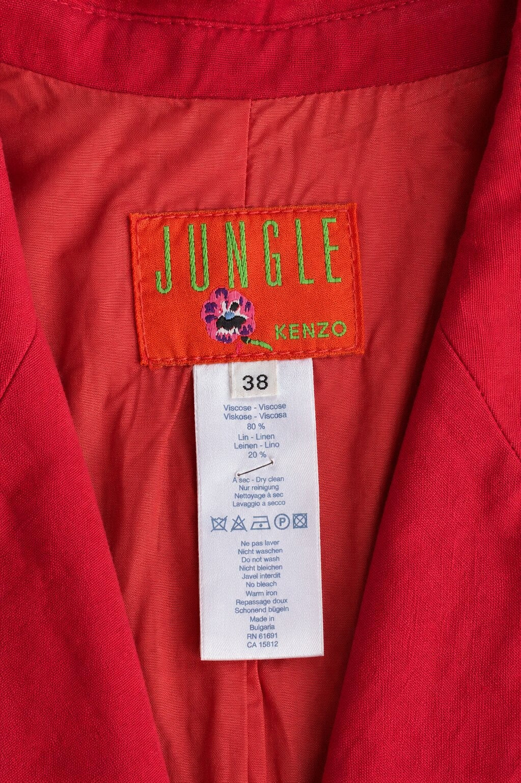 Authentic Vintage Red Linen Blazer Kenzo