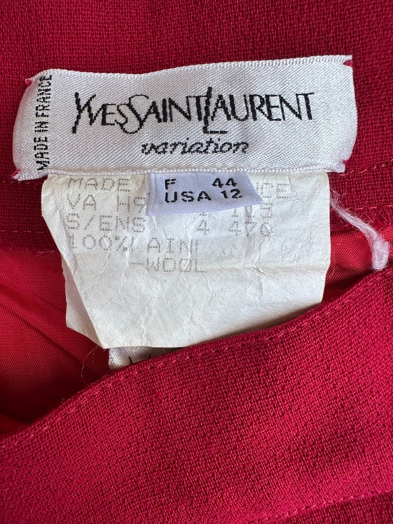 Authentic Vintage YSL Pencil Skirt in Burgundy Wool