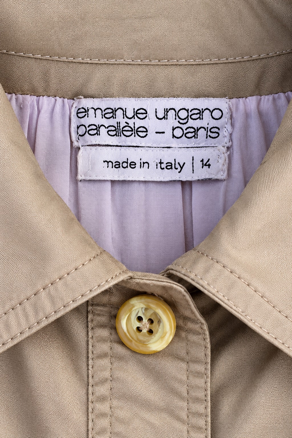 Trench Emanuel Ungaro en coton beige vintage authentique circa 70s