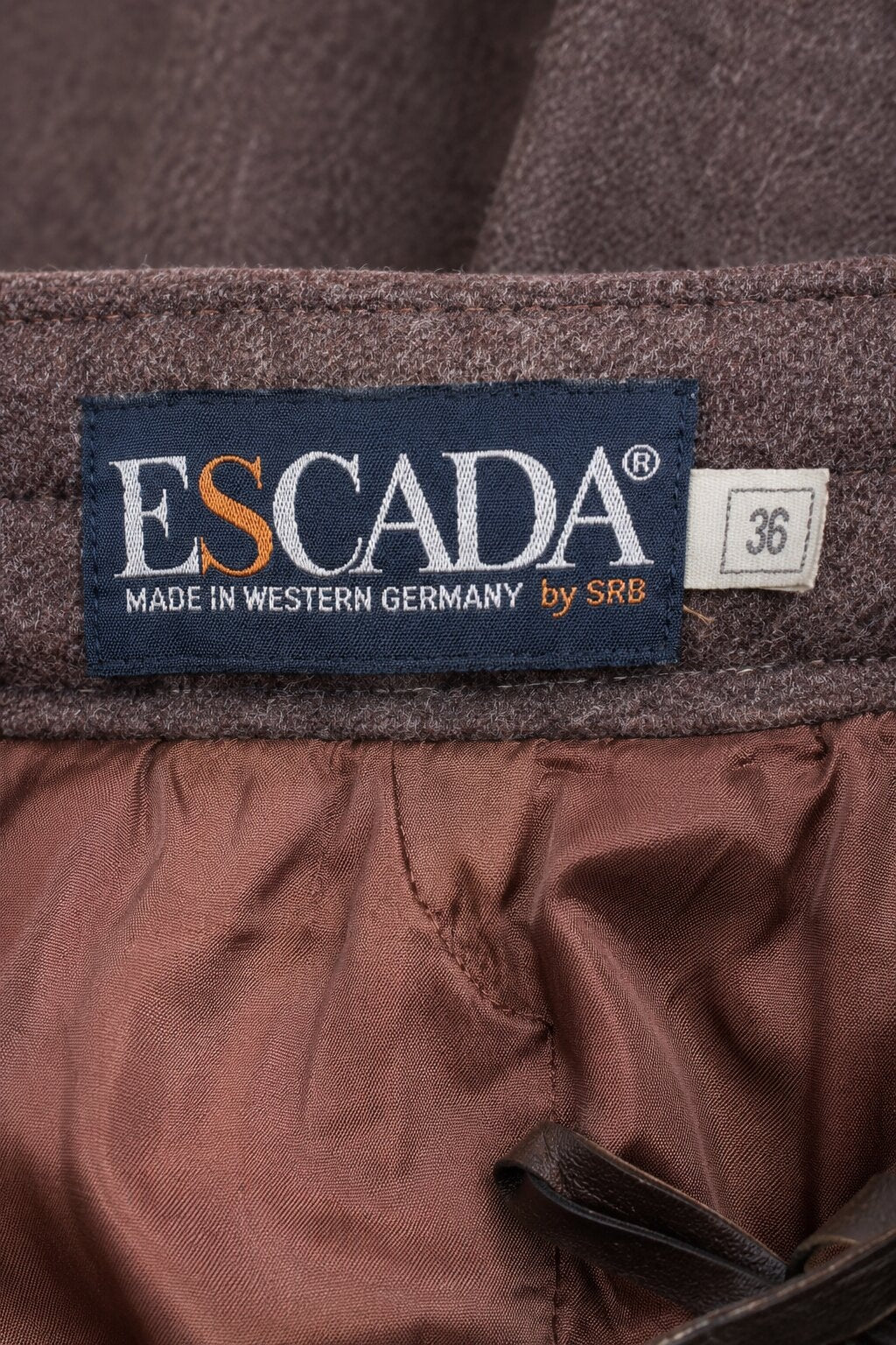 Long Brown Escada Skirt in Authentic Vintage Wool