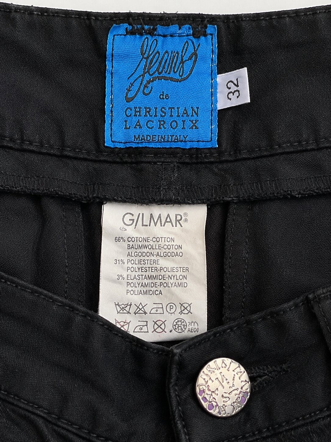 Pantalon Christian Lacroix en coton satin noir vintage authentique