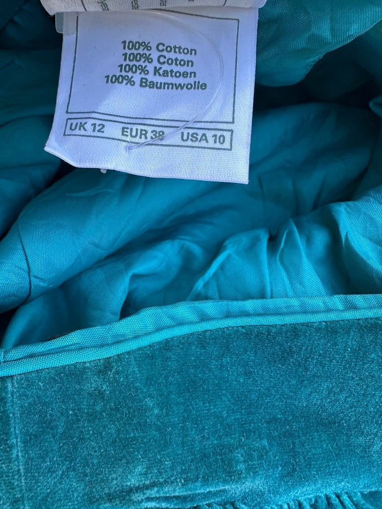 Robe longue Laura Ashley en velours vert émeraude vintage authentique