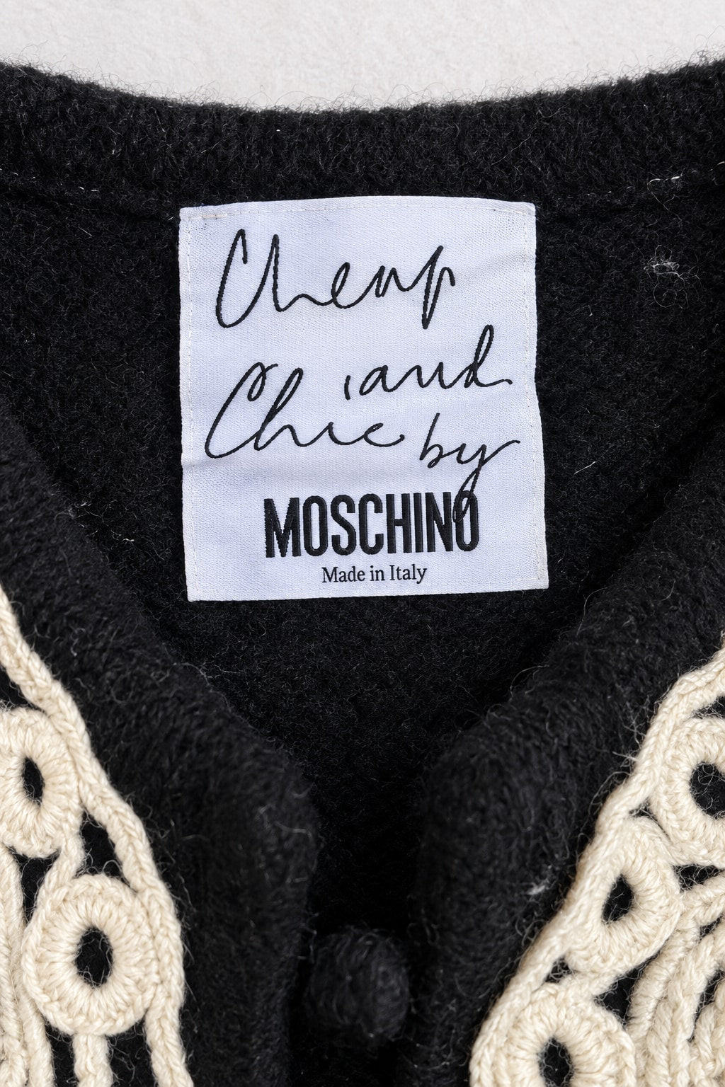 Authentic Vintage Black and Cream Wool Bolero Moschino