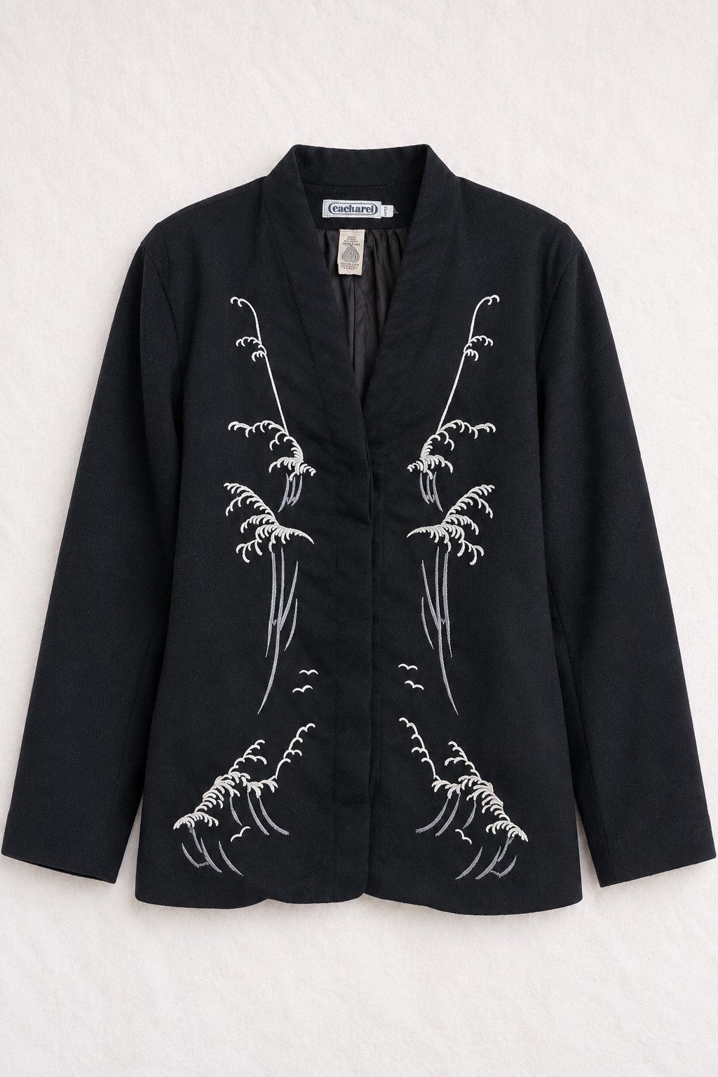 Kimono Tailored Jacket Cacharel in Black Wool Vintage Authentic