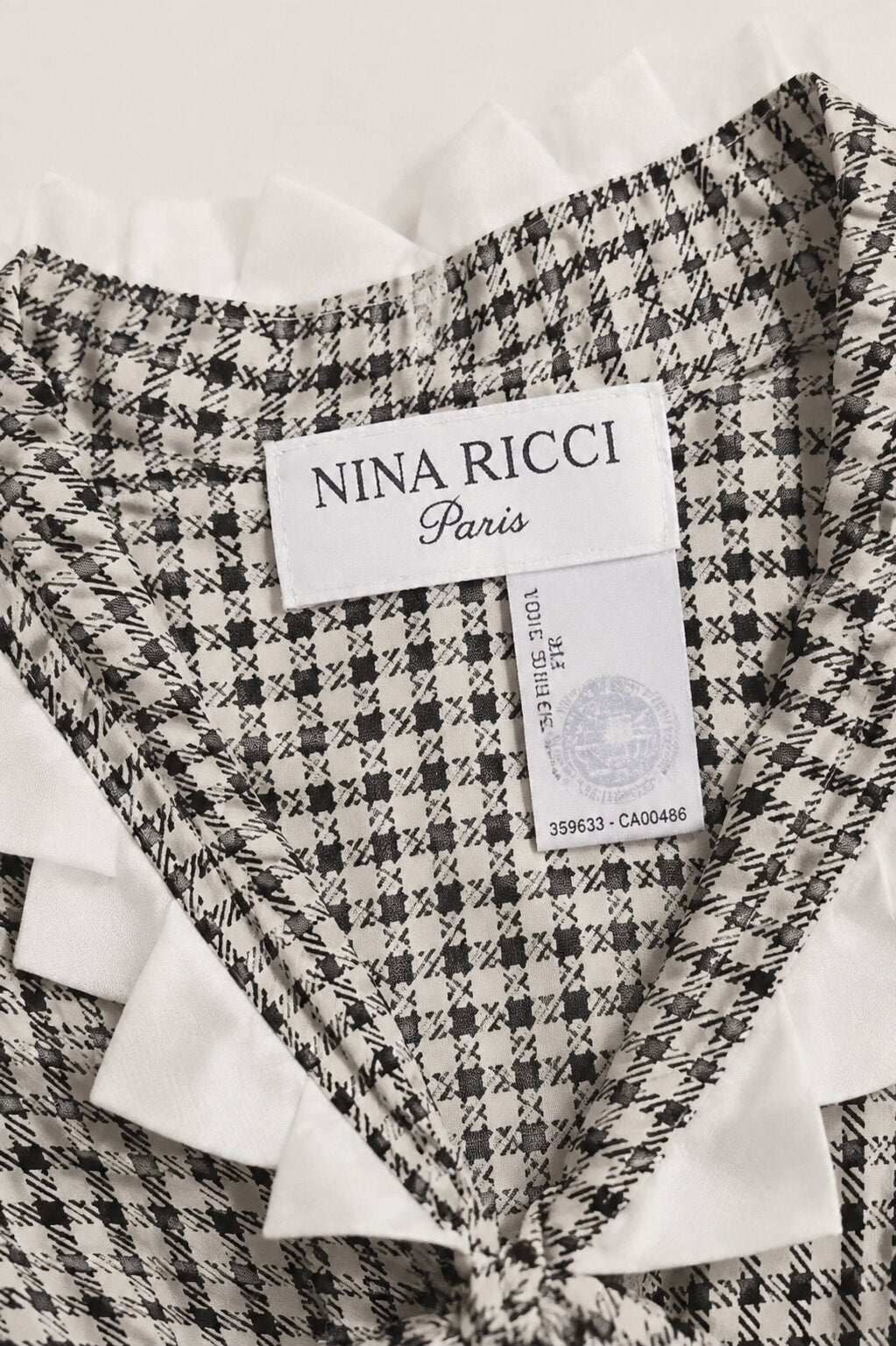 Robe Vintage Authentique Nina Ricci en Soie Blanche et Noire