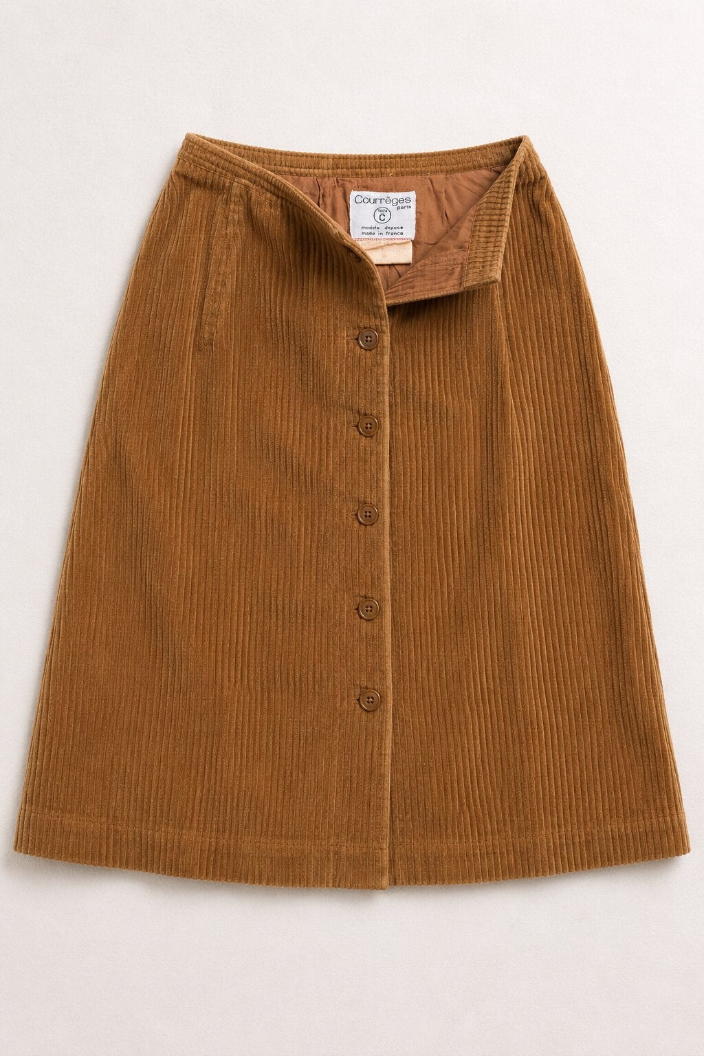 Vintage Authentic Brown Corduroy A-Line Skirt by Courrèges