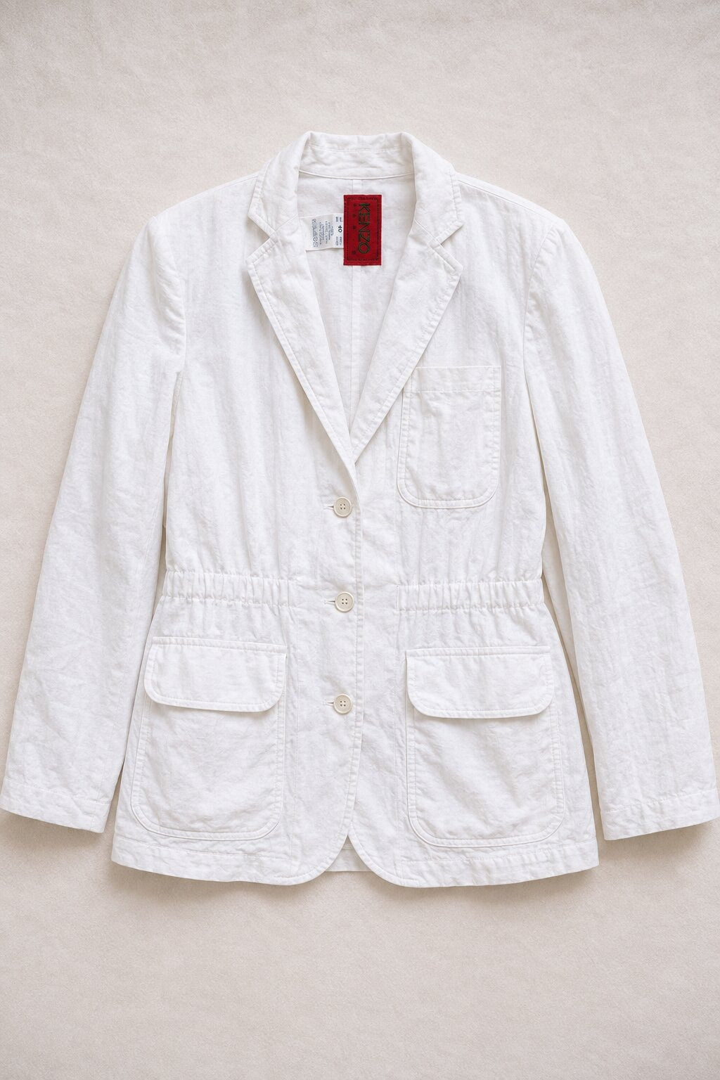 Authentic Kenzo White Linen Safari Jacket Vintage