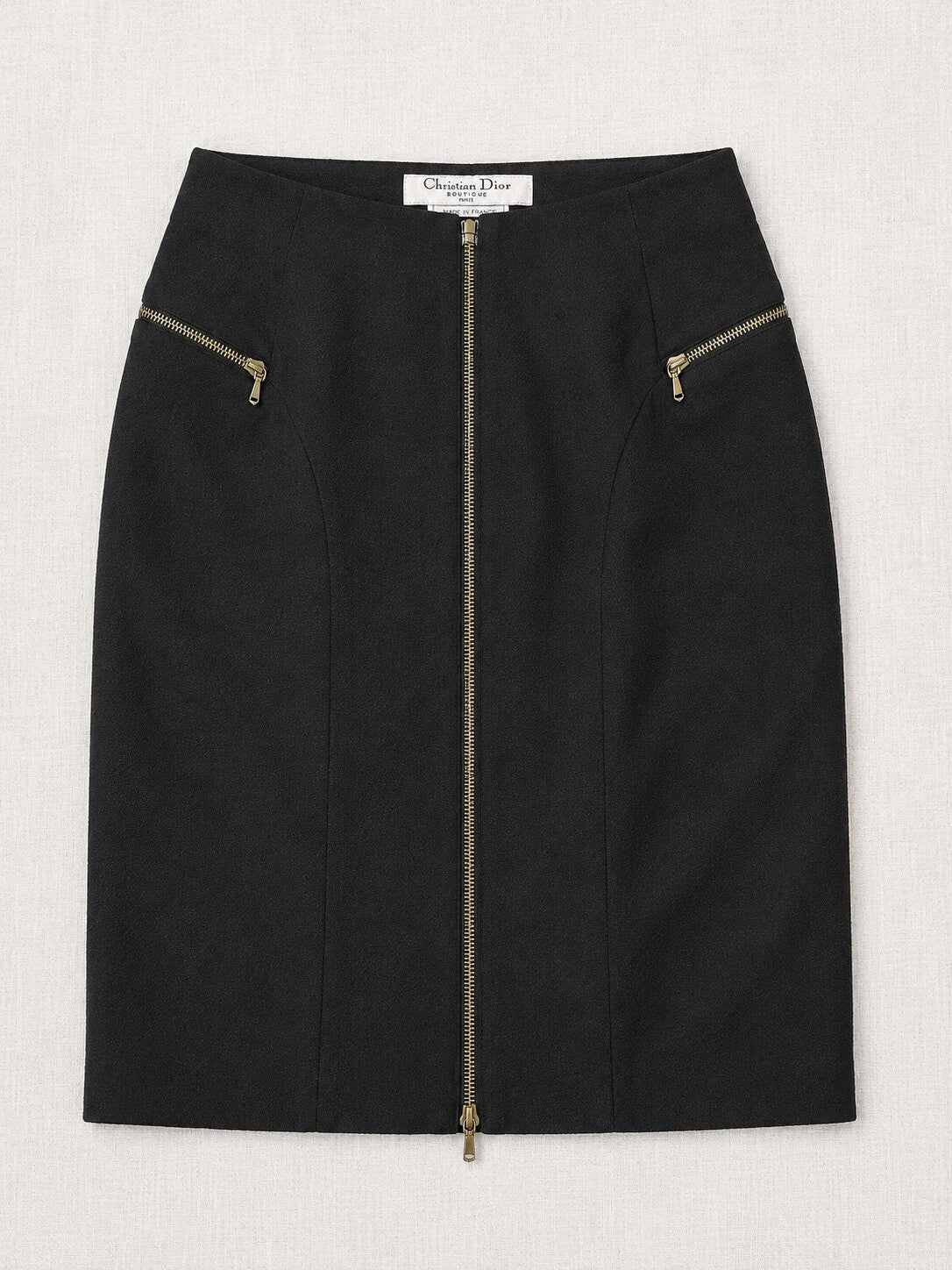Authentic Vintage Dior Black Wool Pencil Skirt