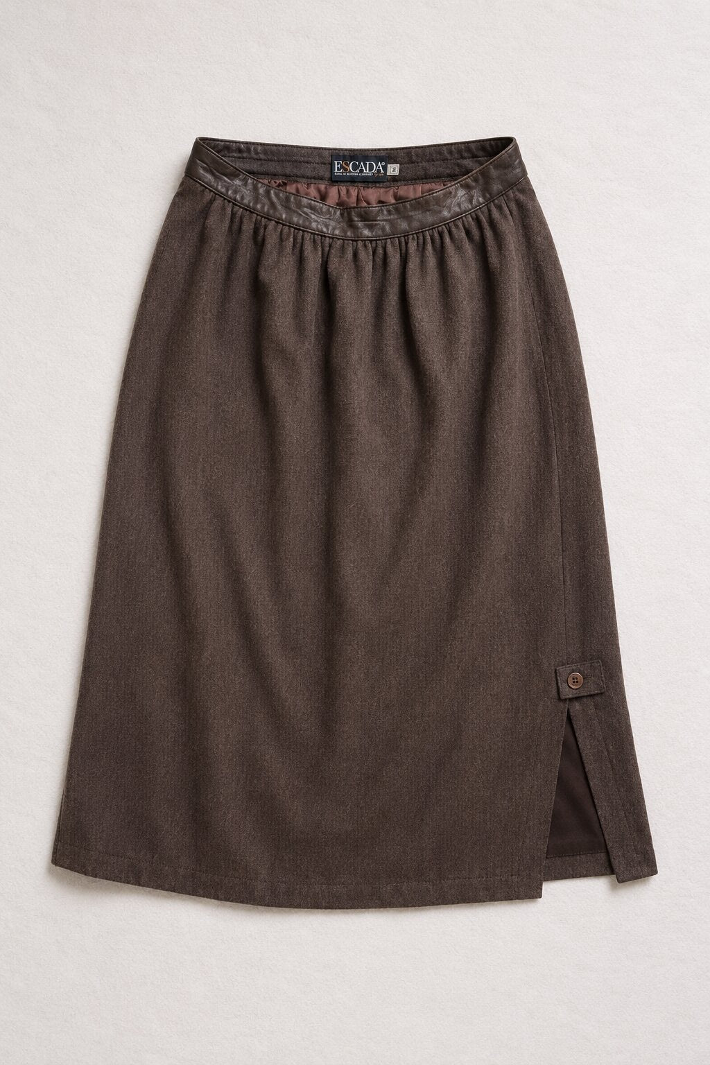 Long Brown Escada Skirt in Authentic Vintage Wool