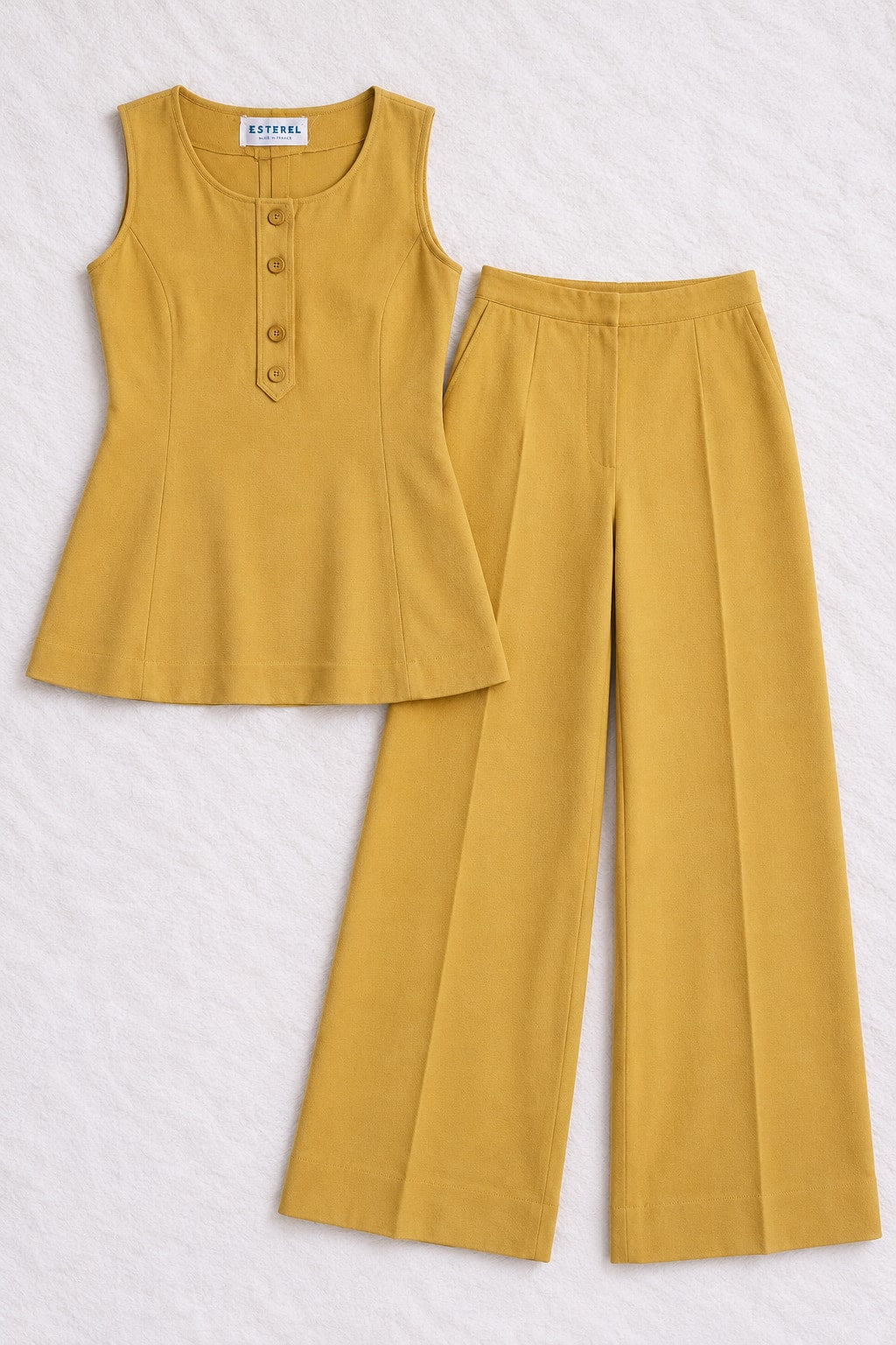 Ensemble pantalon Esterel en laine moutarde vintage authentique circa 70s