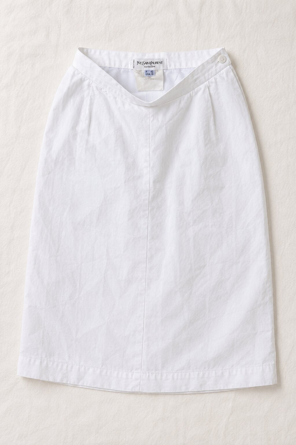 Authentic Vintage Yves Saint Laurent White Cotton Skirt