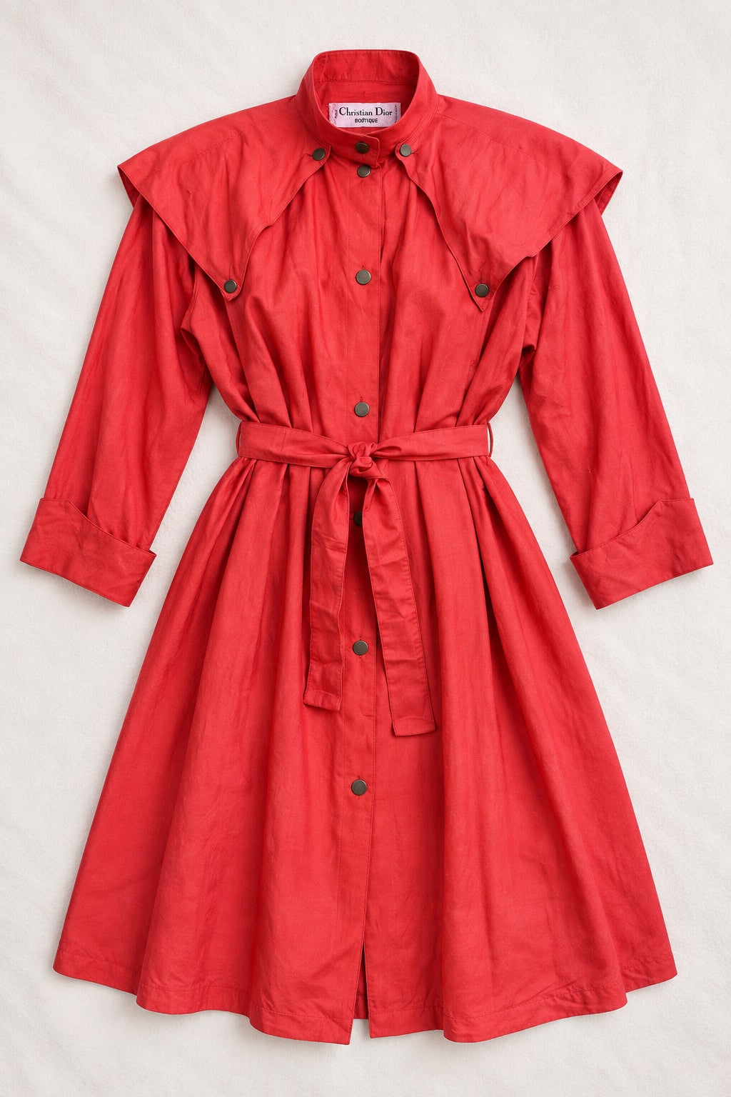 Trench Christian Dior en soie rouge vintage authentique circa 70s