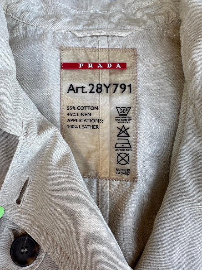 Authentic vintage beige cotton linen Prada trench