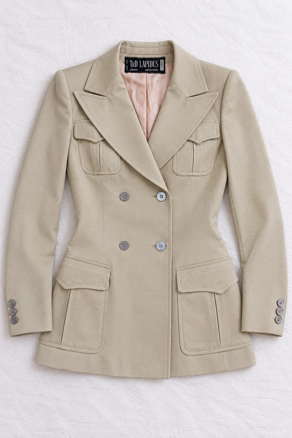 Blazer safari Ted Lapidus en laine beige vintage authentique circa 70s