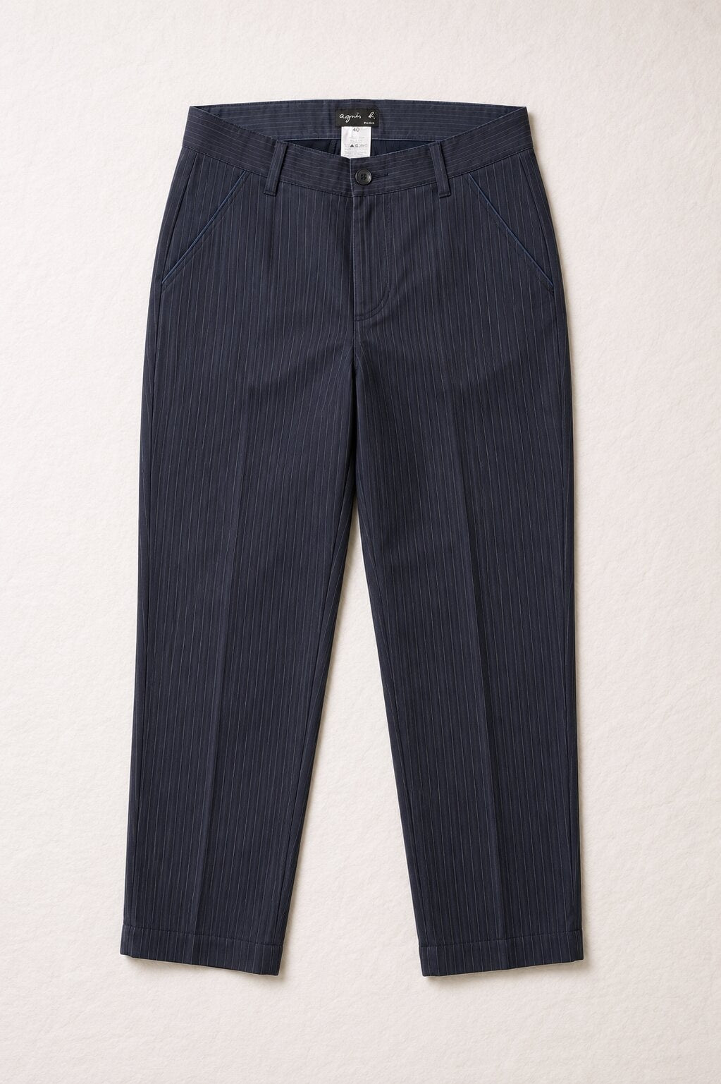 Authentic vintage black striped cotton trousers Agnès B.