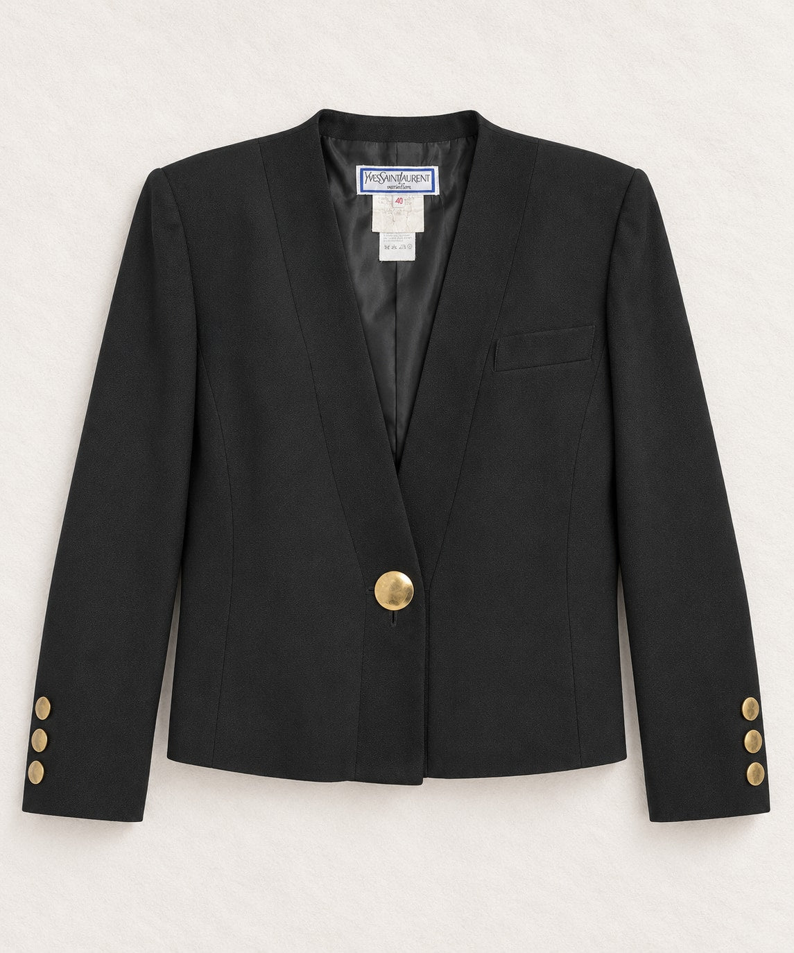 Authentic Vintage Black Wool Tailored Jacket Yves Saint Laurent