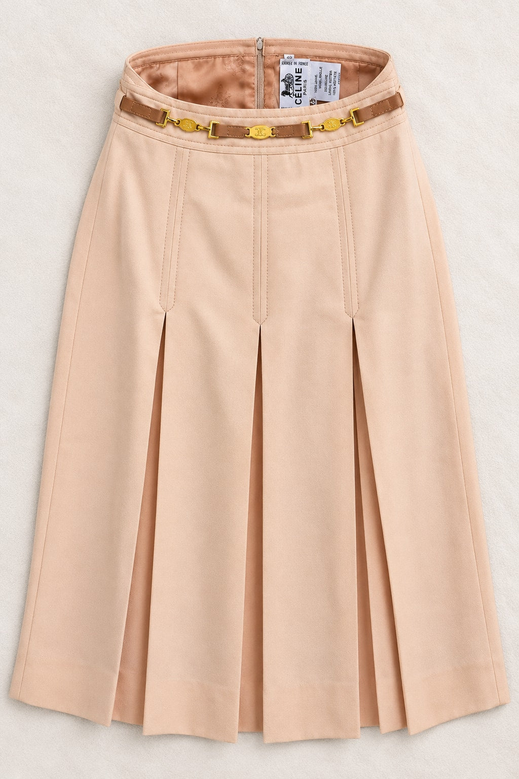 Jupe Celine en laine abricot vintage authentique
