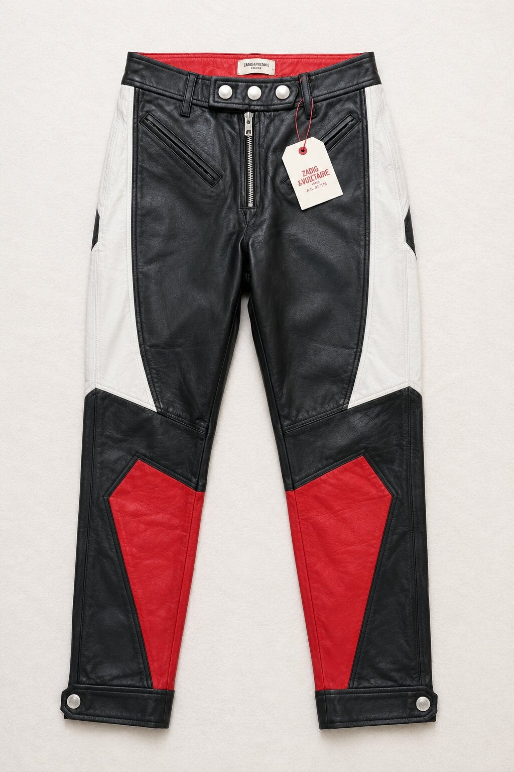 Nouveau pantalon Zadig & Voltaire en cuir noir authentique