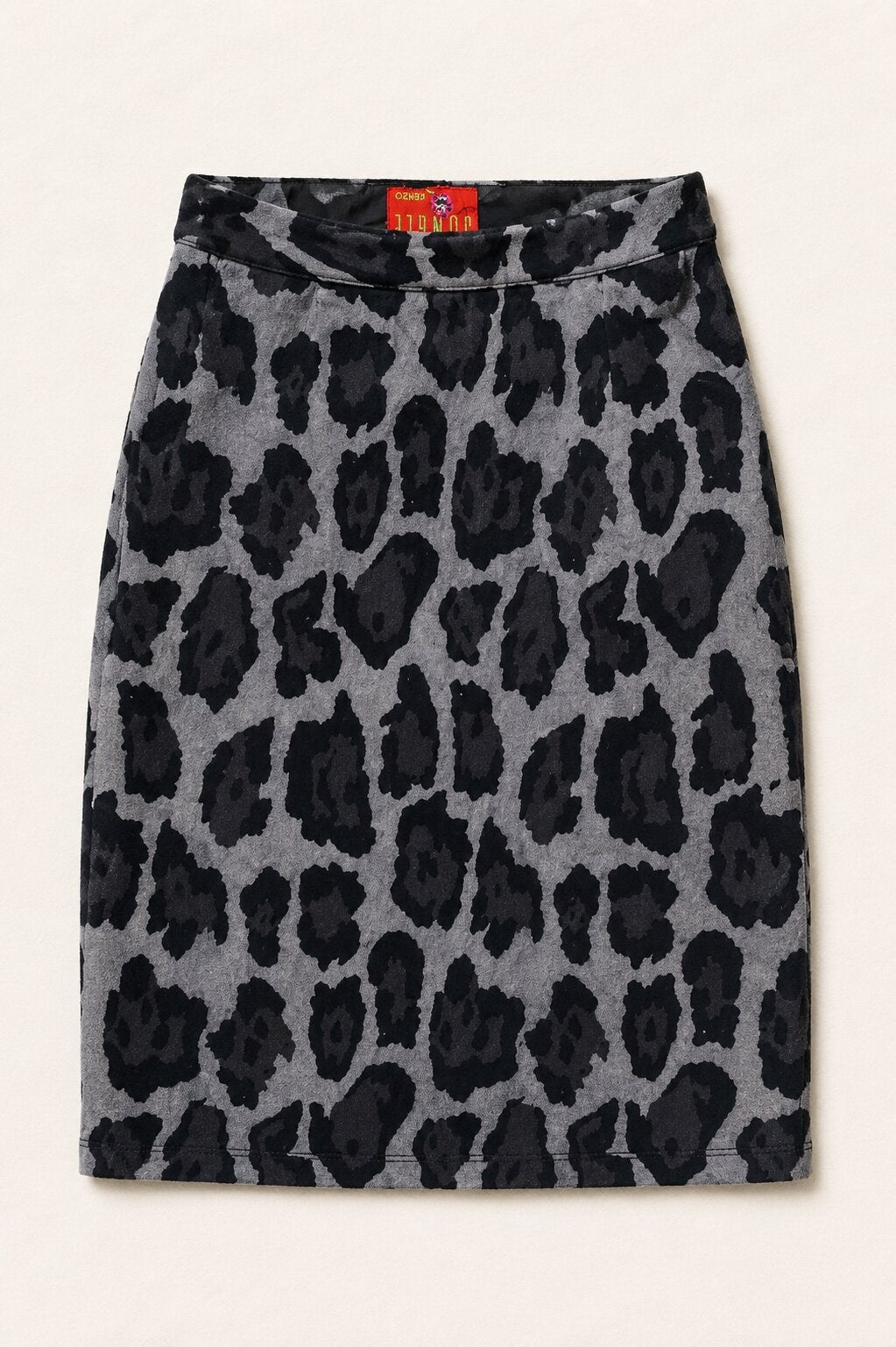 Jupe Crayon en Velours de Soie Gris Kenzo Vintage Authentique