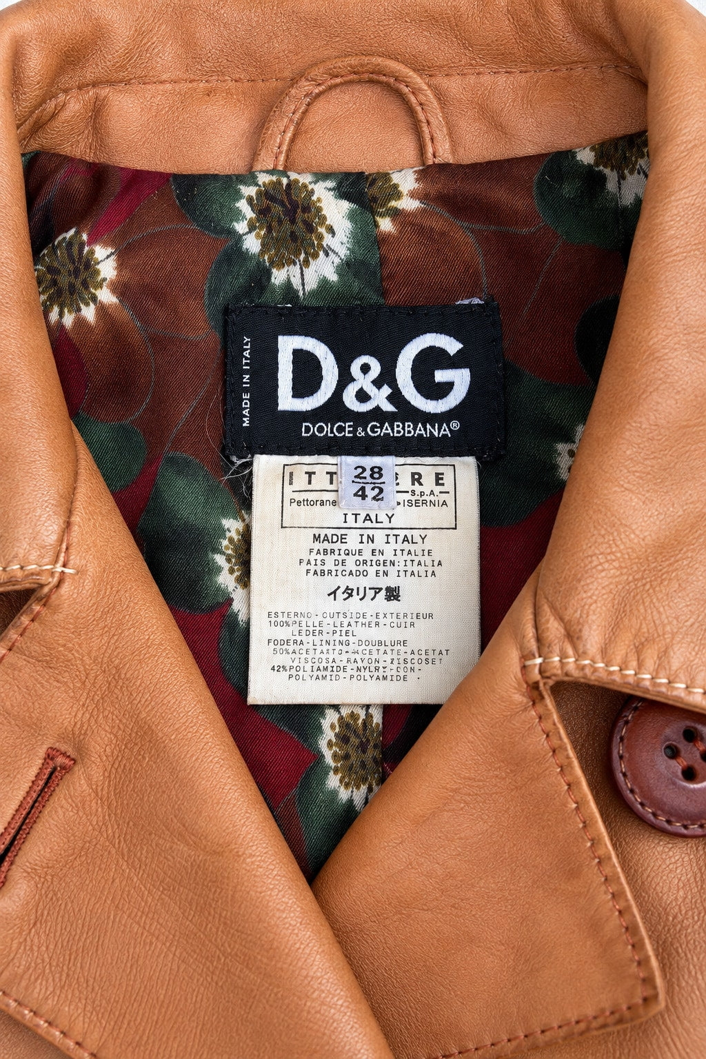 Dolce & Gabbana Vintage Authentic Camel Leather Tailored Jacket