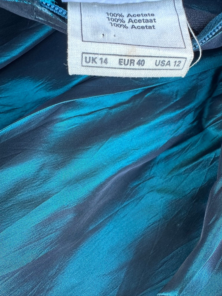 Authentic vintage teal acetate Laura Ashley long dress