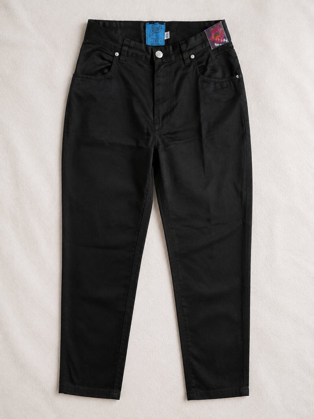 Pantalon Christian Lacroix en coton satin noir vintage authentique