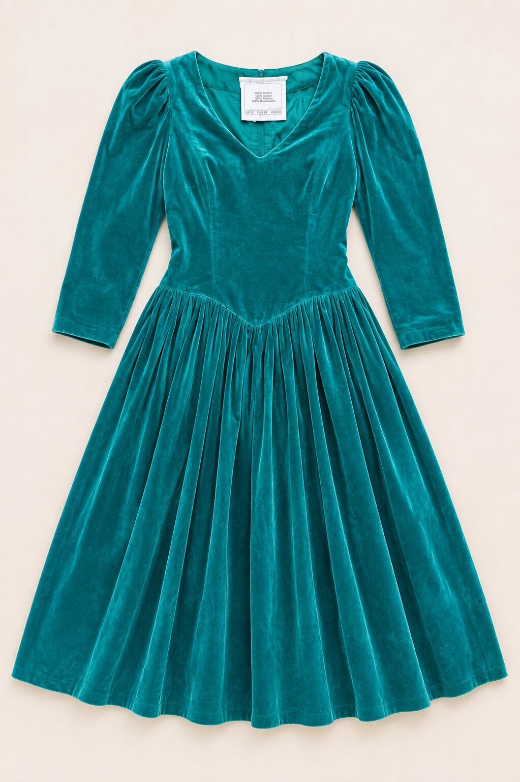 Robe longue Laura Ashley en velours vert émeraude vintage authentique