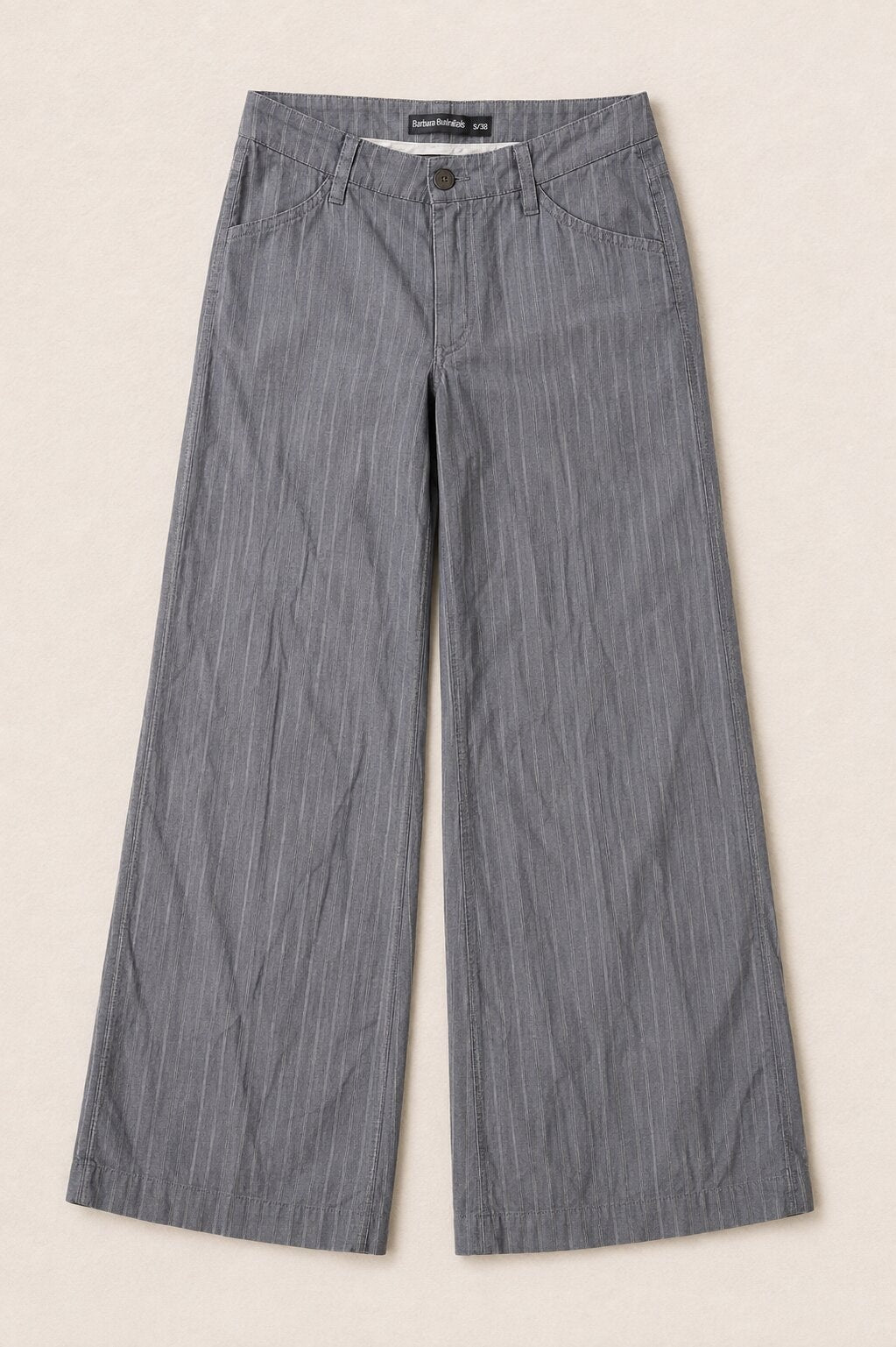 Authentic vintage grey striped cotton trousers by Barbara Bui