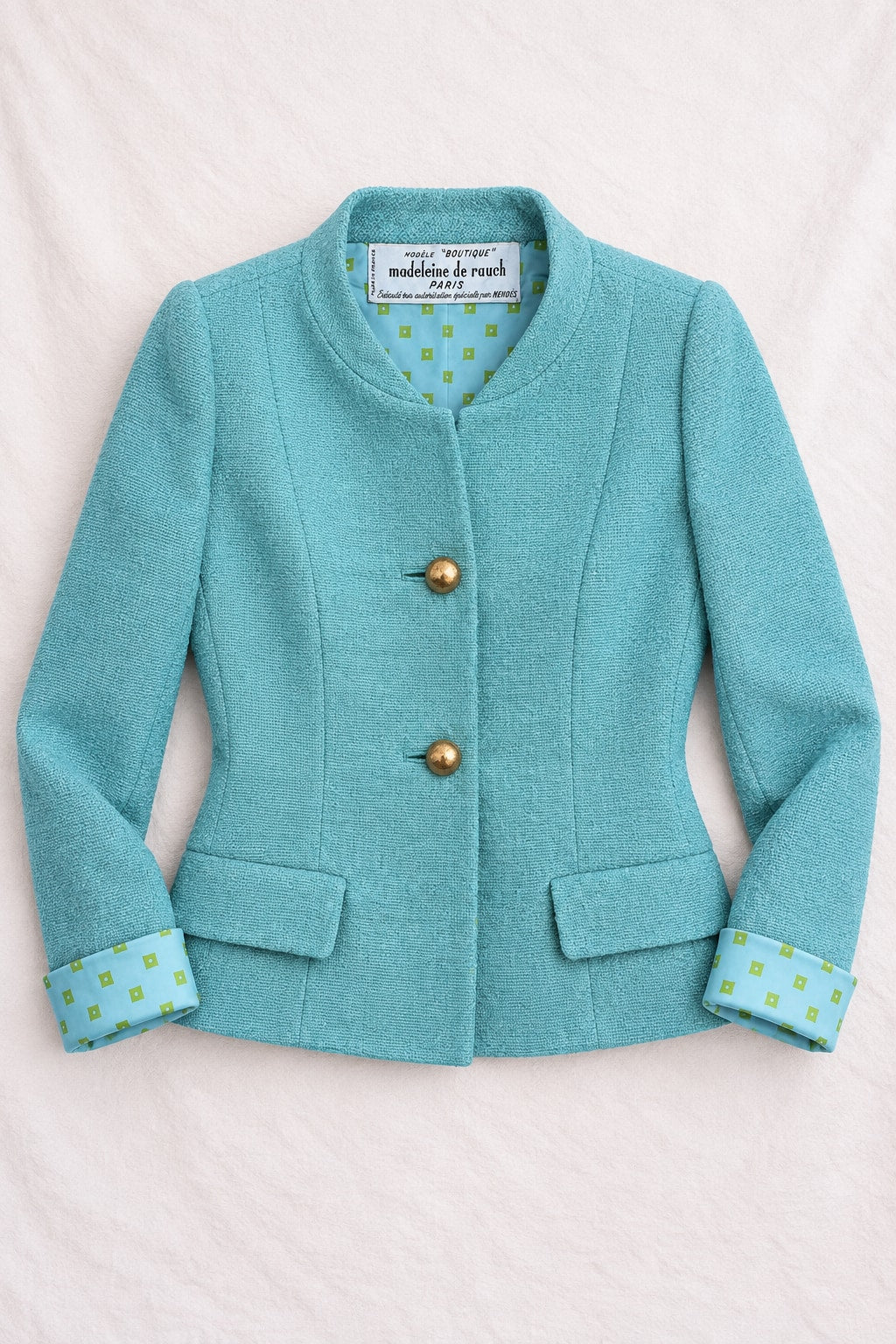 Madeleine de Rauch Vintage Authentic Turquoise Tweed Blazer