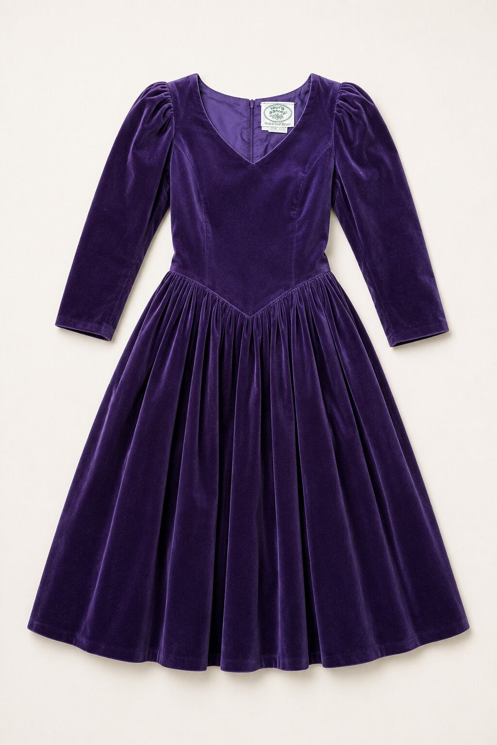 Authentic vintage purple velvet Laura Ashley long dress