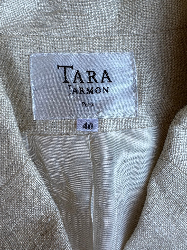 Blazer en soie écru vintage authentique par Tara Jarmon