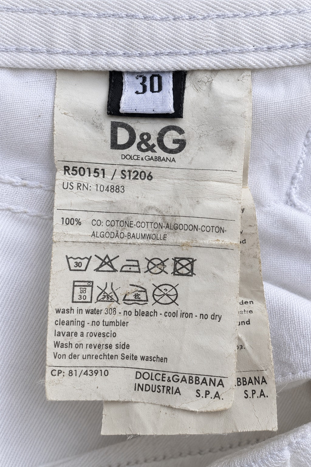 Vintage Authentic White Denim Jeans Dolce & Gabbana