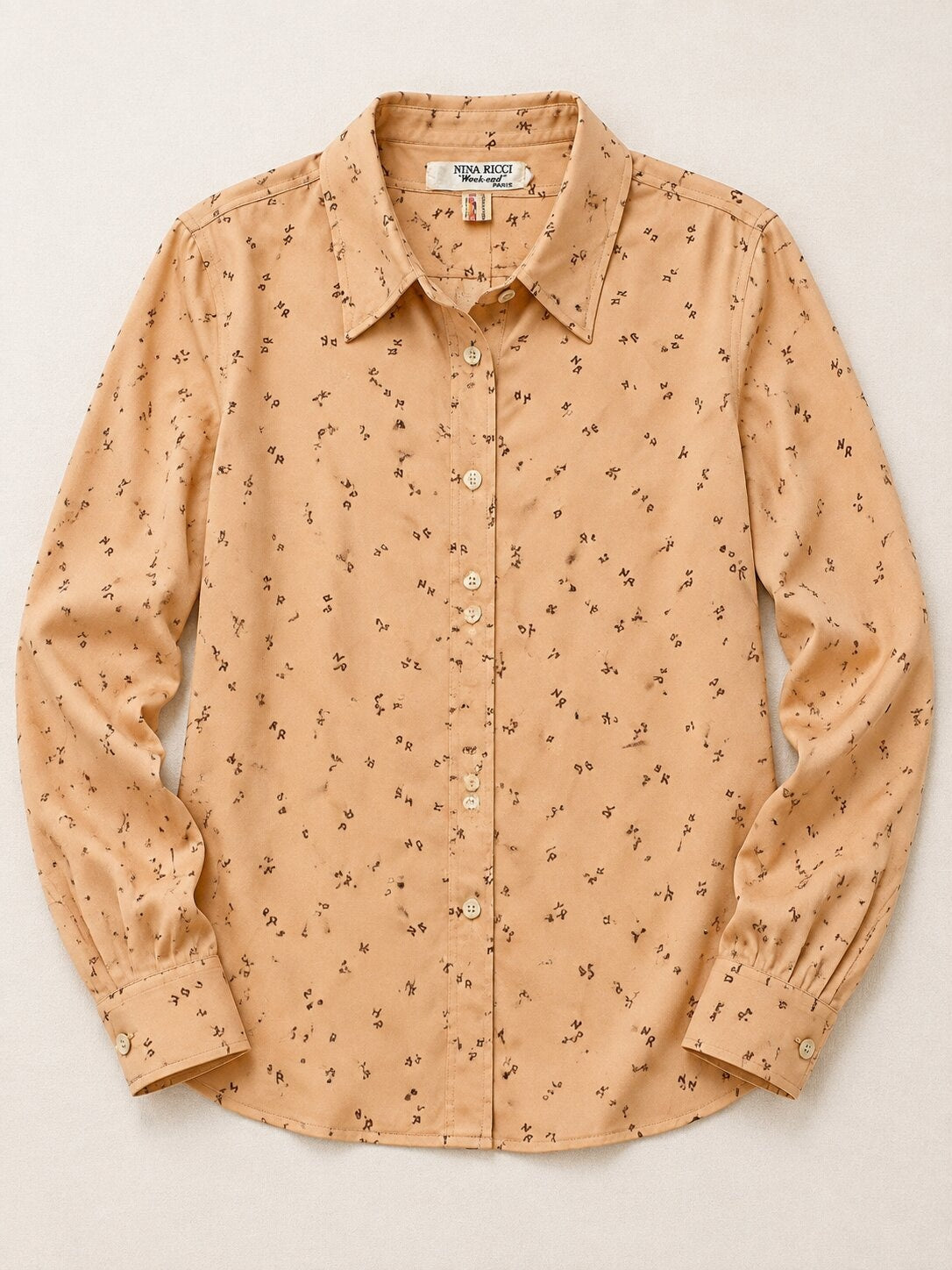 Blouse Vintage Authentique Nina Ricci en Nylon Rose Poudré