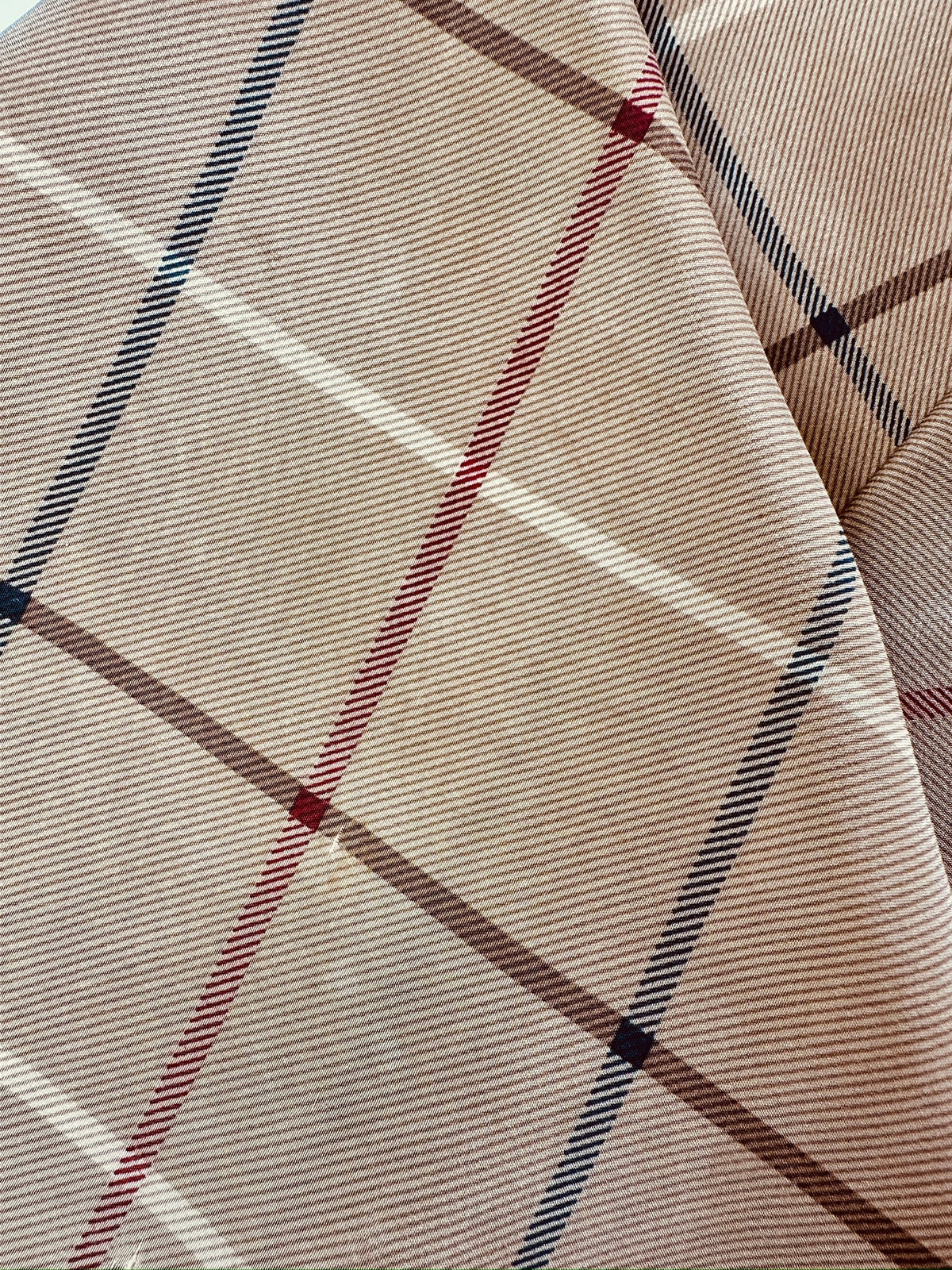 Authentic Burberry Silk Scarf in Beige and Brown Vintage Check Pattern