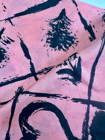 Silk Scarf Christian Dior in Pink and Black Vintage Authentic Graphic Pattern