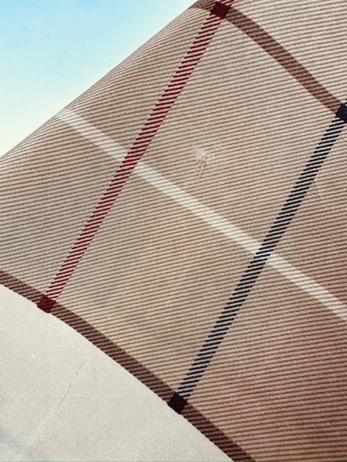 Authentic Burberry Silk Scarf in Beige and Brown Vintage Check Pattern