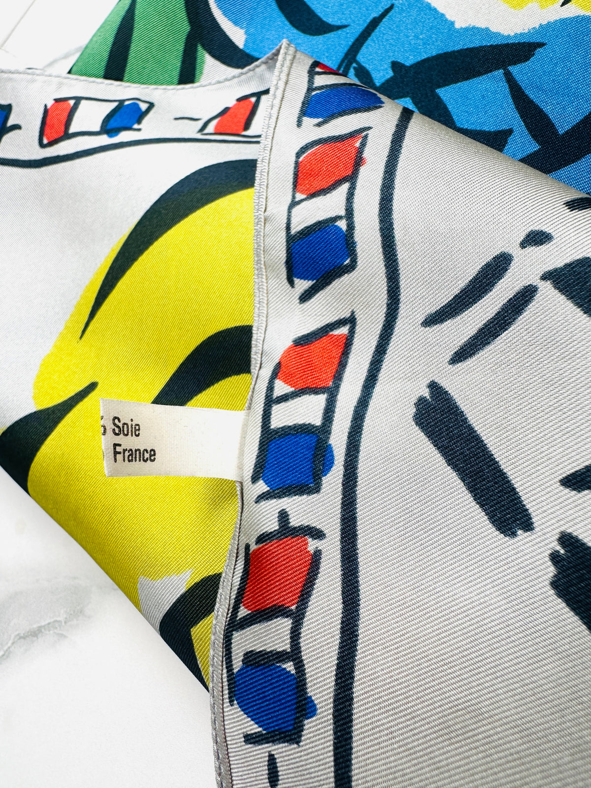 Large silk scarf Sonia Rykiel white and blue vintage floral pattern authentic