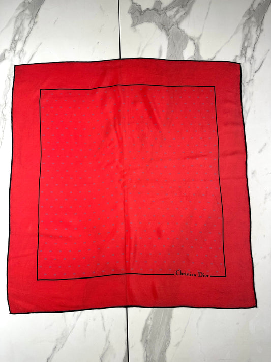 Dior Silk Scarf in Red with Vintage Polka Dot Pattern