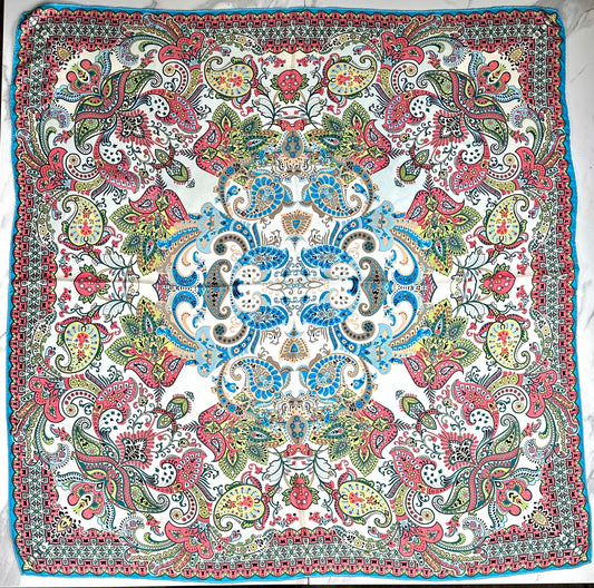 Large Scarf - Satin Silk Pareo in Turquoise