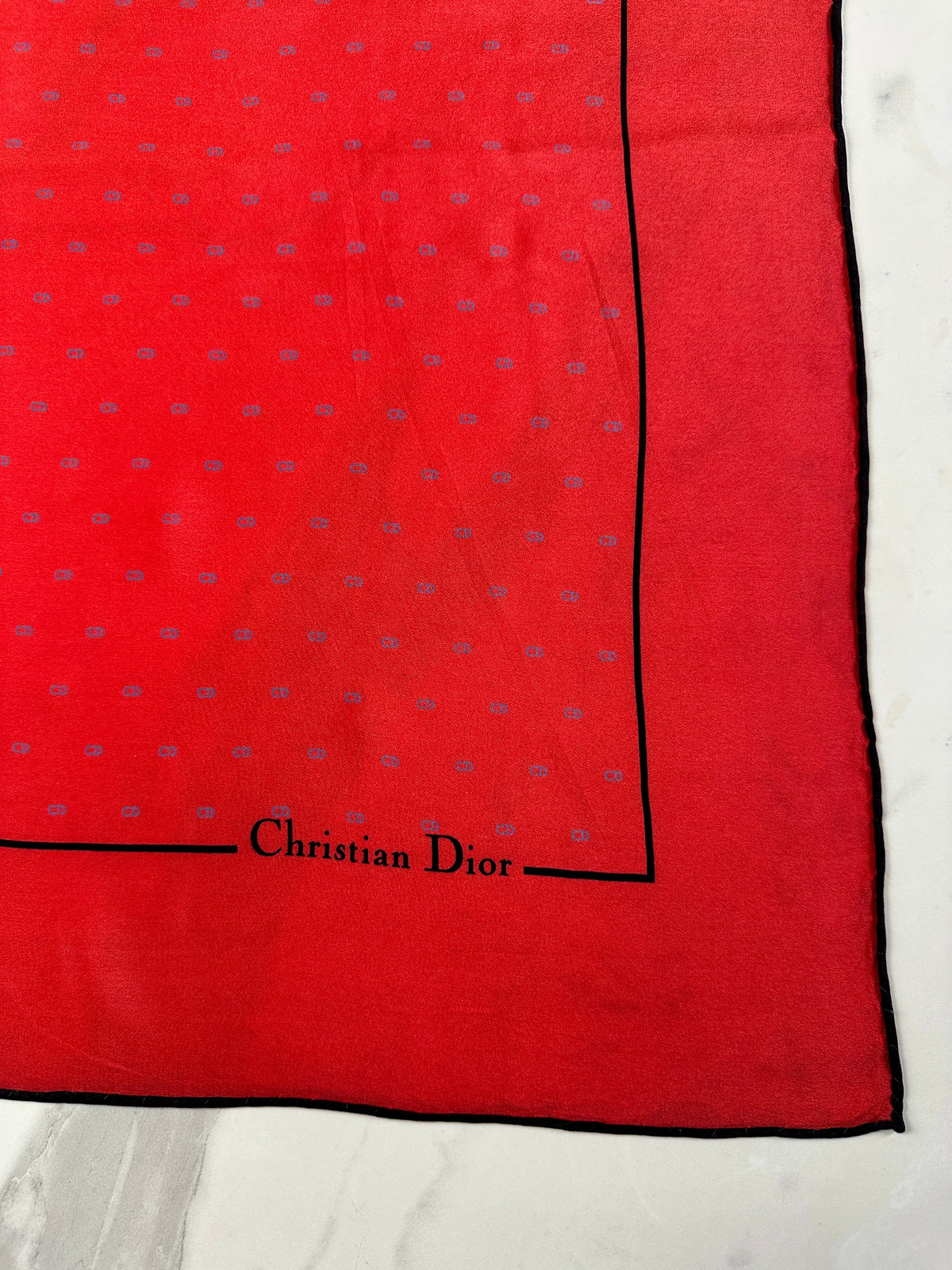 Dior Silk Scarf in Red with Vintage Polka Dot Pattern