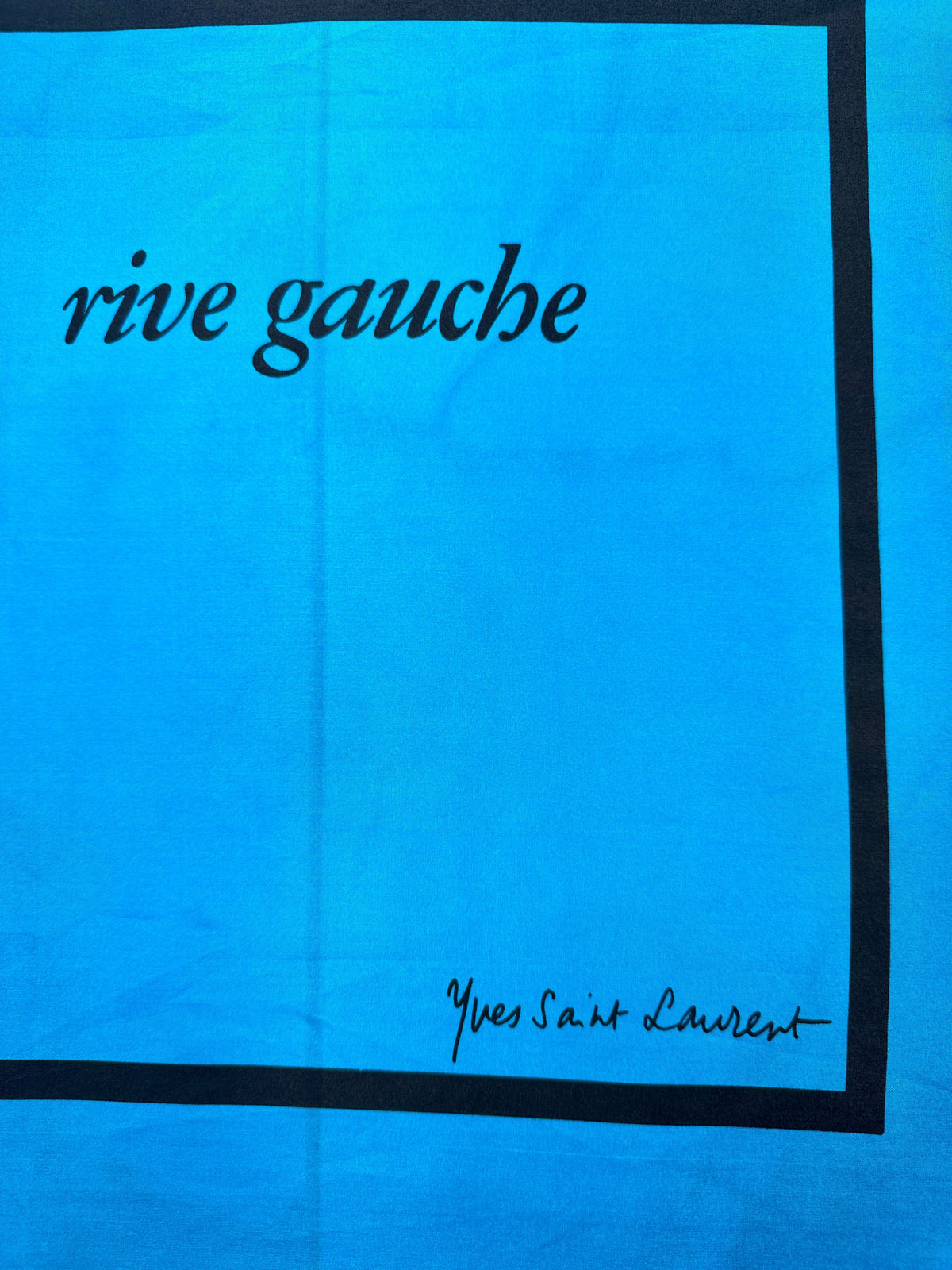 Mini Foulard en Soie Bleu Vintage Authentique Yves Saint Laurent Rive Gauche