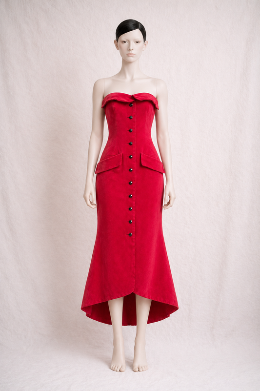 Robe longue rouge Saint Laurent vintage authentique