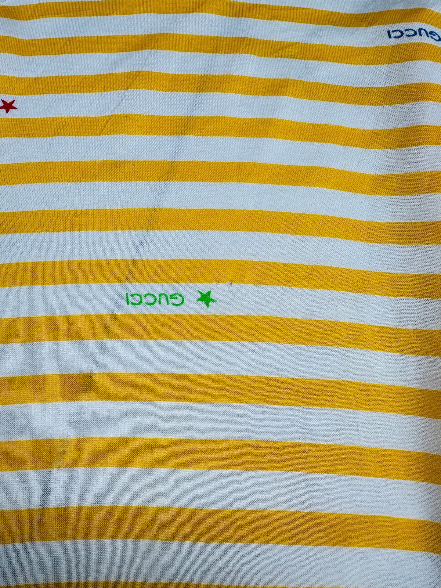 Bandana Gucci en coton jaune et blanc motif rayures vintage authentique