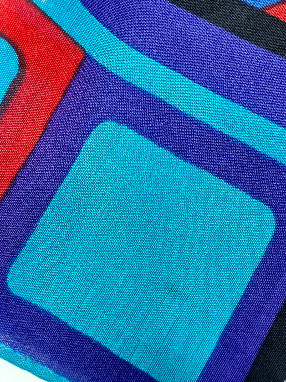 Silk Scarf Lanvin in Blue and Red Vintage Geometric Pattern