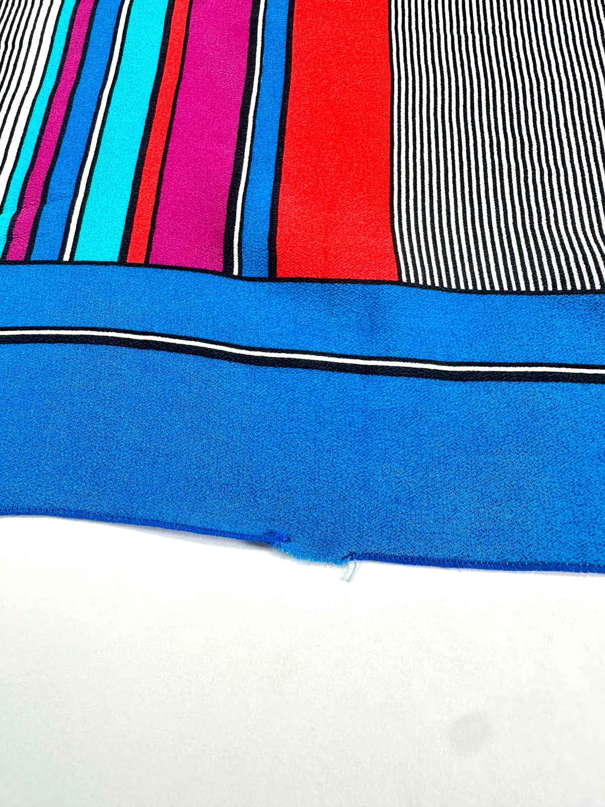 Silk scarf Christian Dior in blue and fuchsia vintage stripes authentic