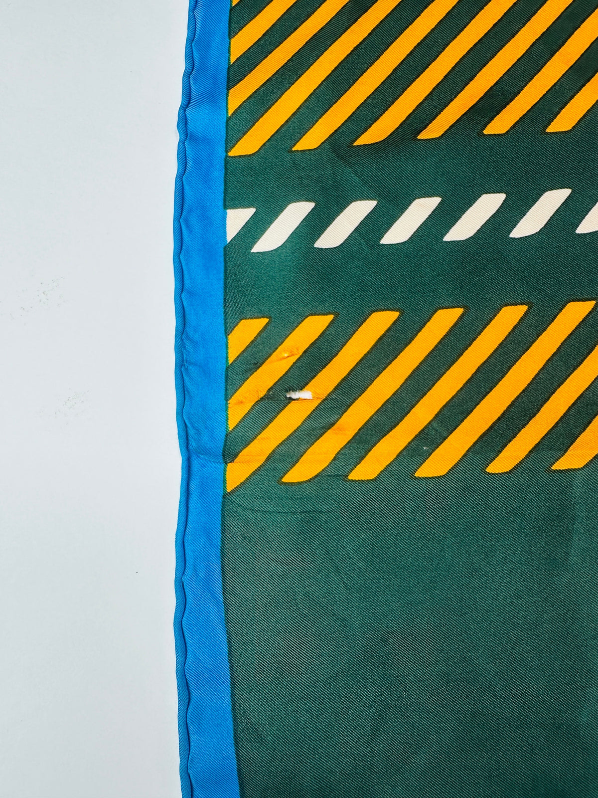 Silk Scarf Yves Saint Laurent in Green and Orange Authentic Vintage Tartan Pattern